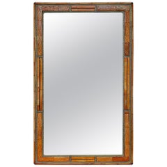 Rectangular Moroccan Camel Bone Mirror - Orange Dye