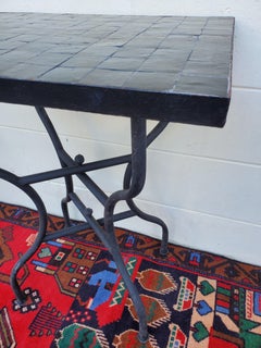 Rectangular Moroccan Mosaic Side Table, All Black
