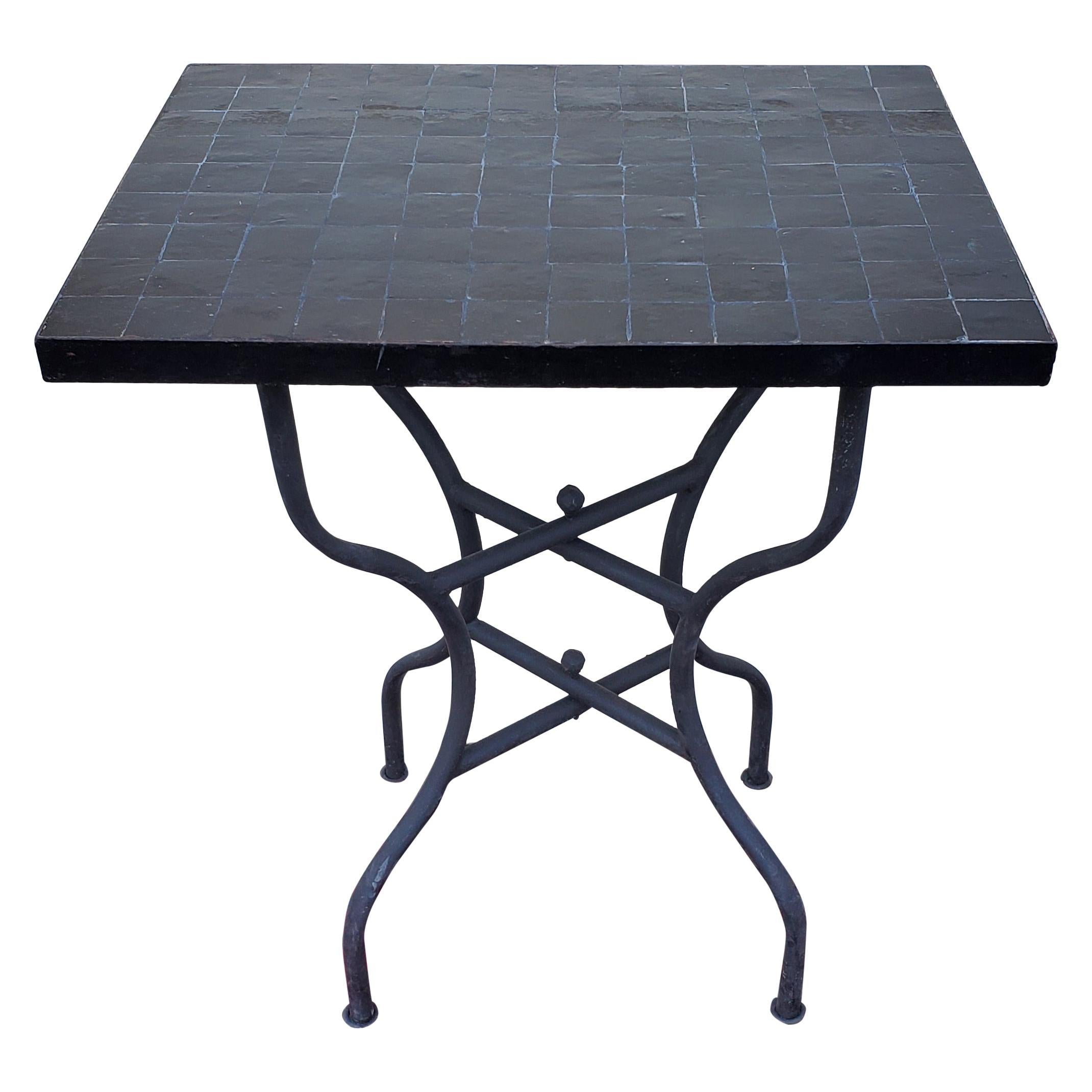 Rectangular Moroccan Mosaic Side Table, All Black For Sale at 1stDibs