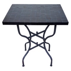 Rectangular Moroccan Mosaic Side Table, All Black