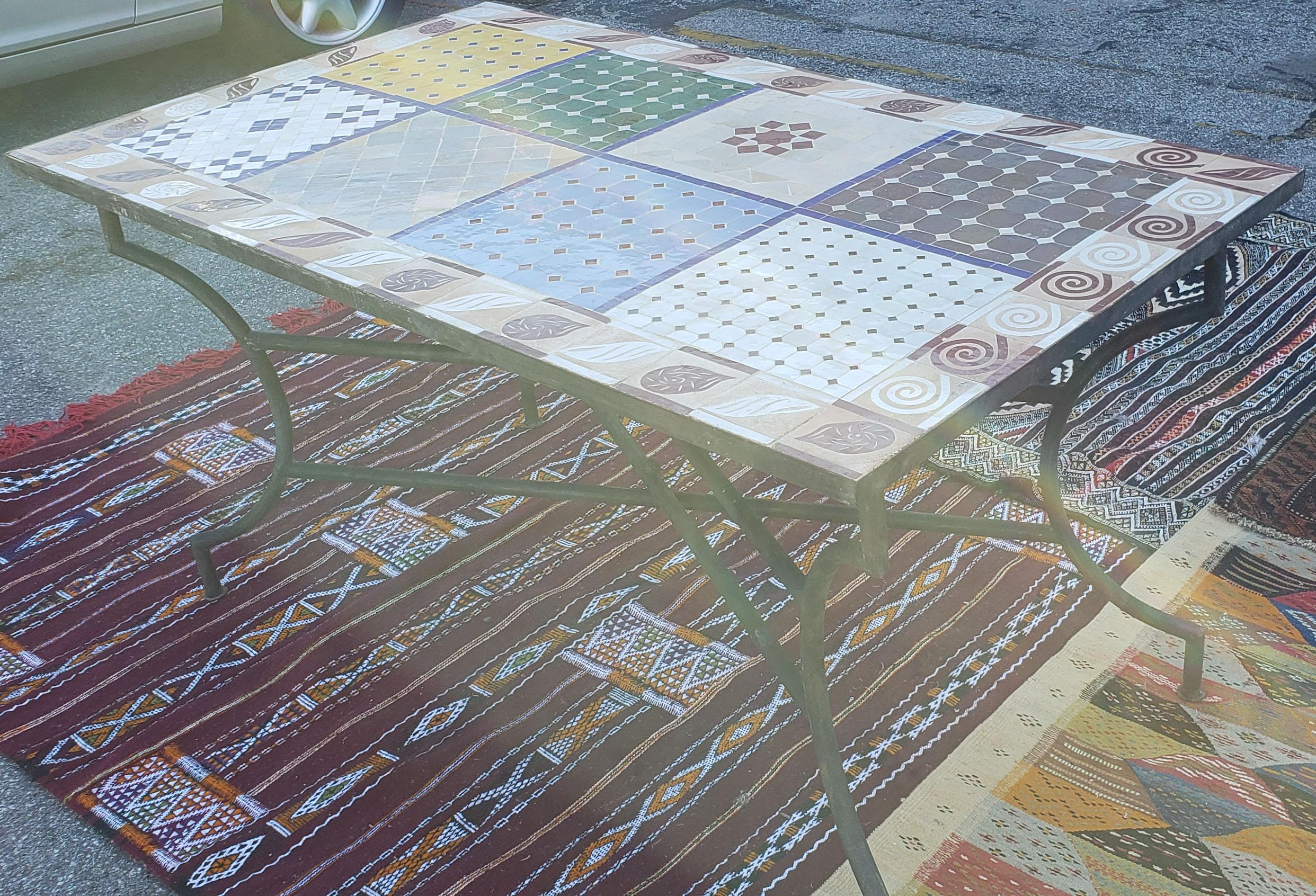 Rectangular Moroccan Mosaic Side Table, Sampler 1 In Excellent Condition For Sale In Orlando, FL