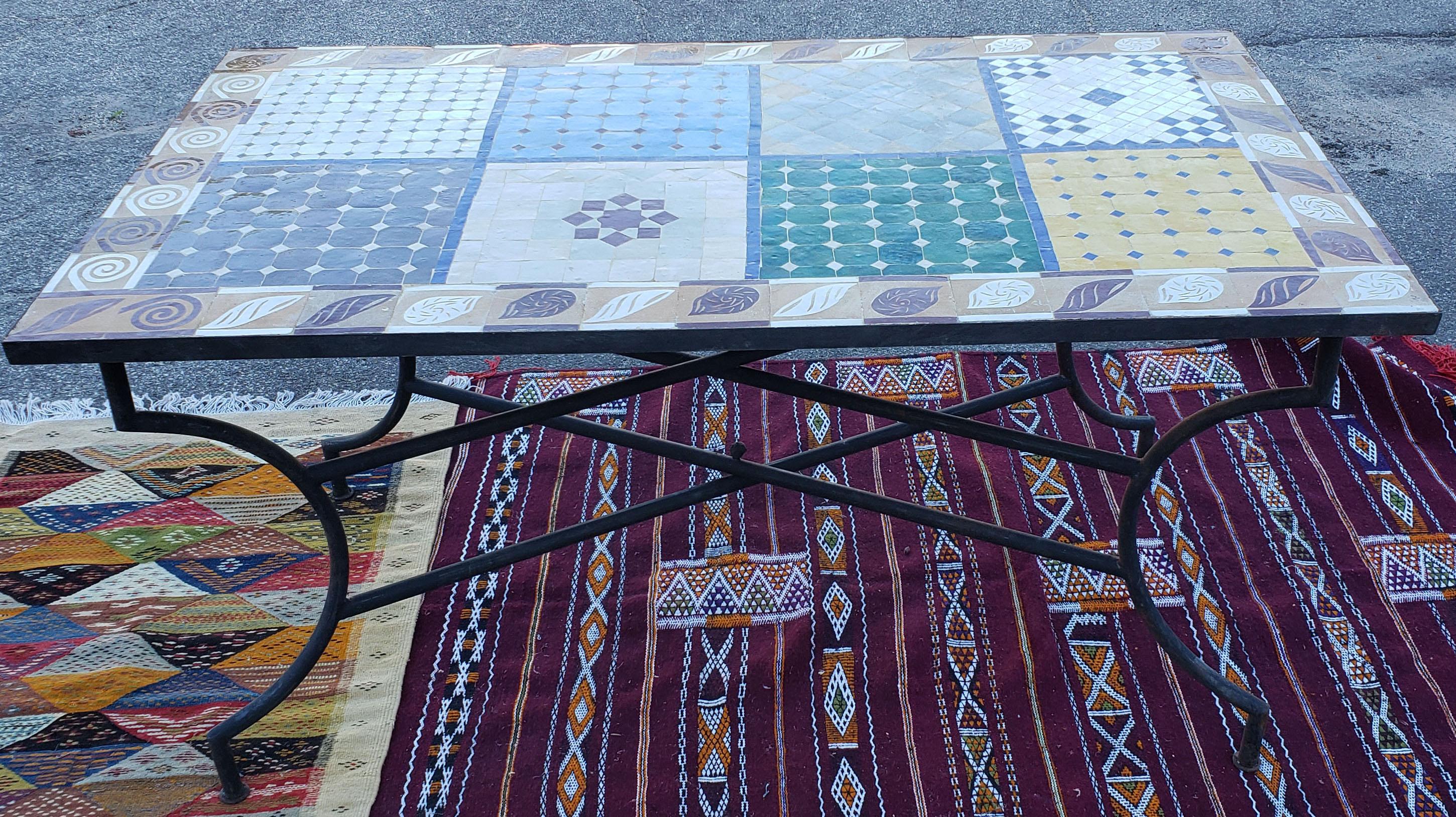 Rectangular Moroccan Mosaic Side Table, Sampler 1 For Sale 3