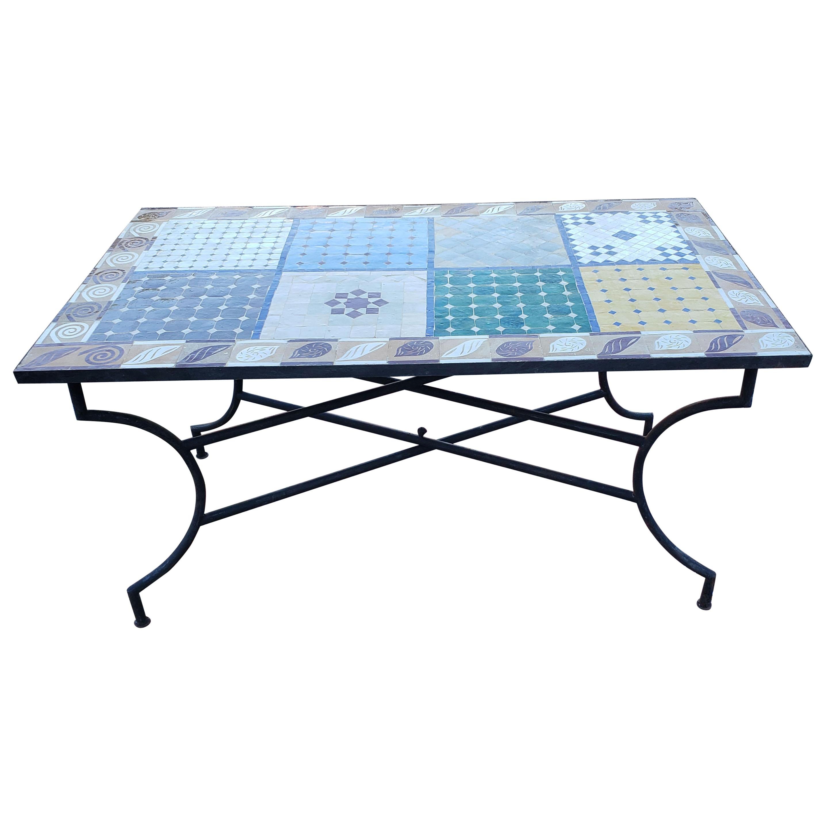 Rectangular Moroccan Mosaic Side Table, Sampler 1 For Sale