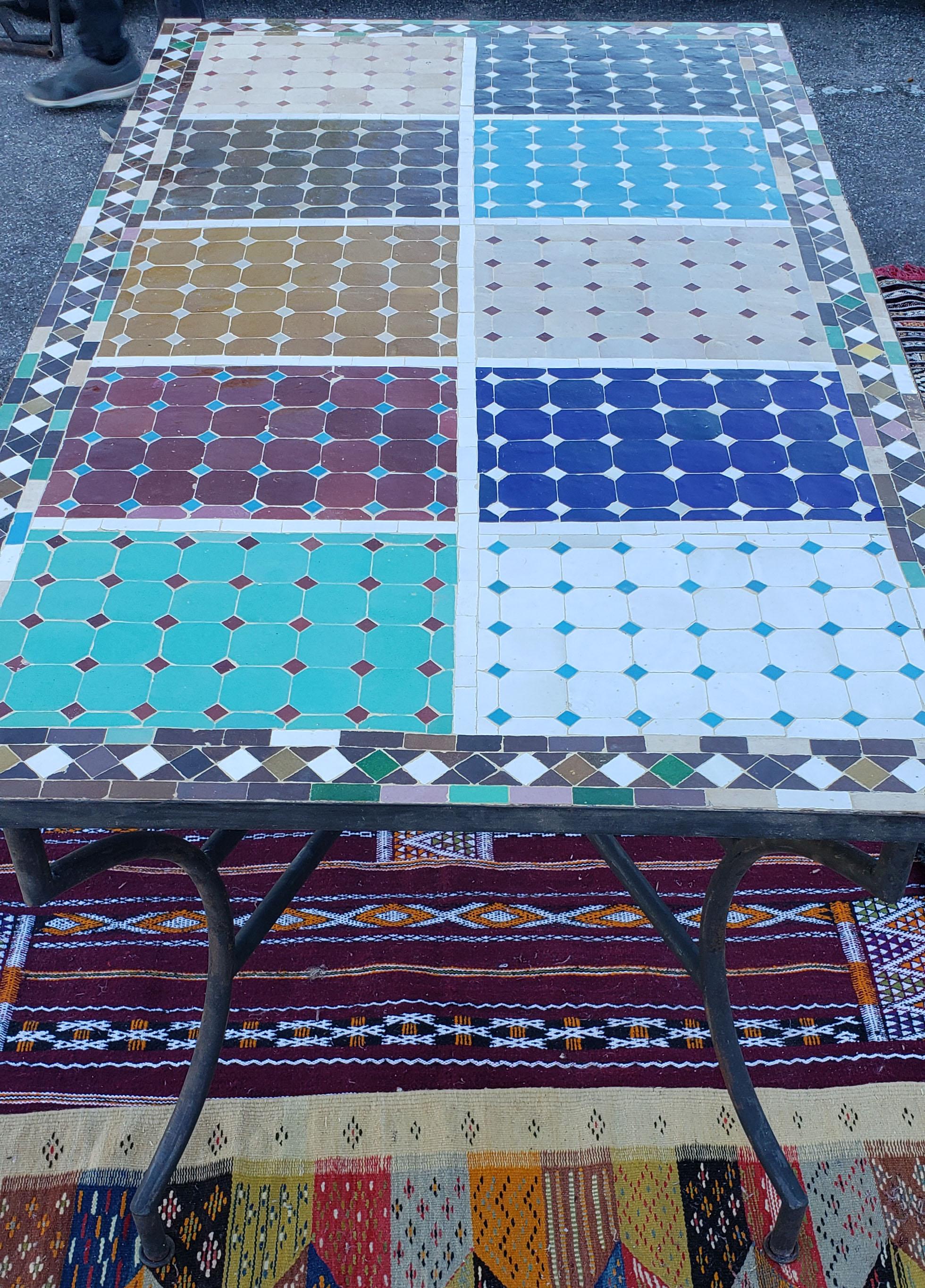 Rectangular Moroccan Mosaic Side Table, Sampler 2 In Excellent Condition For Sale In Orlando, FL