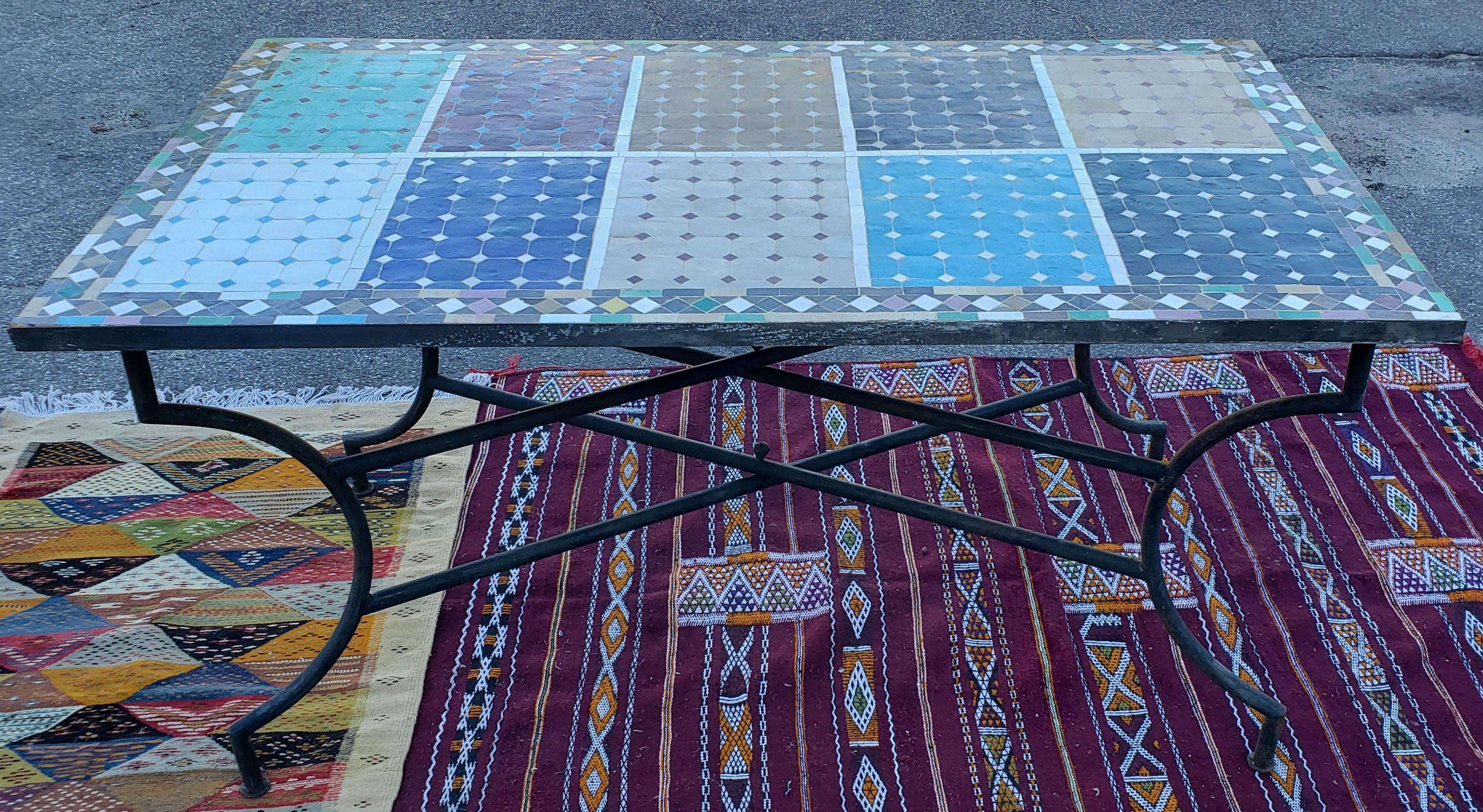 Rectangular Moroccan Mosaic Side Table, Sampler 2 For Sale 1