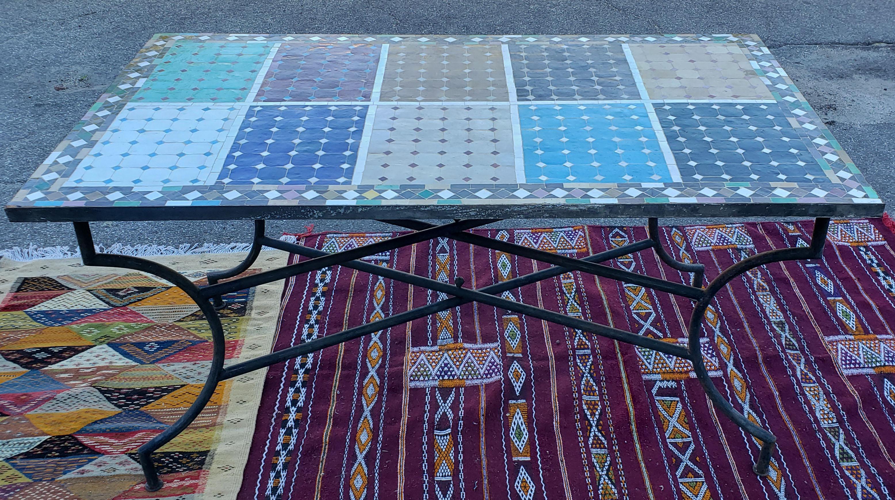 Rectangular Moroccan Mosaic Side Table, Sampler 2 For Sale 2
