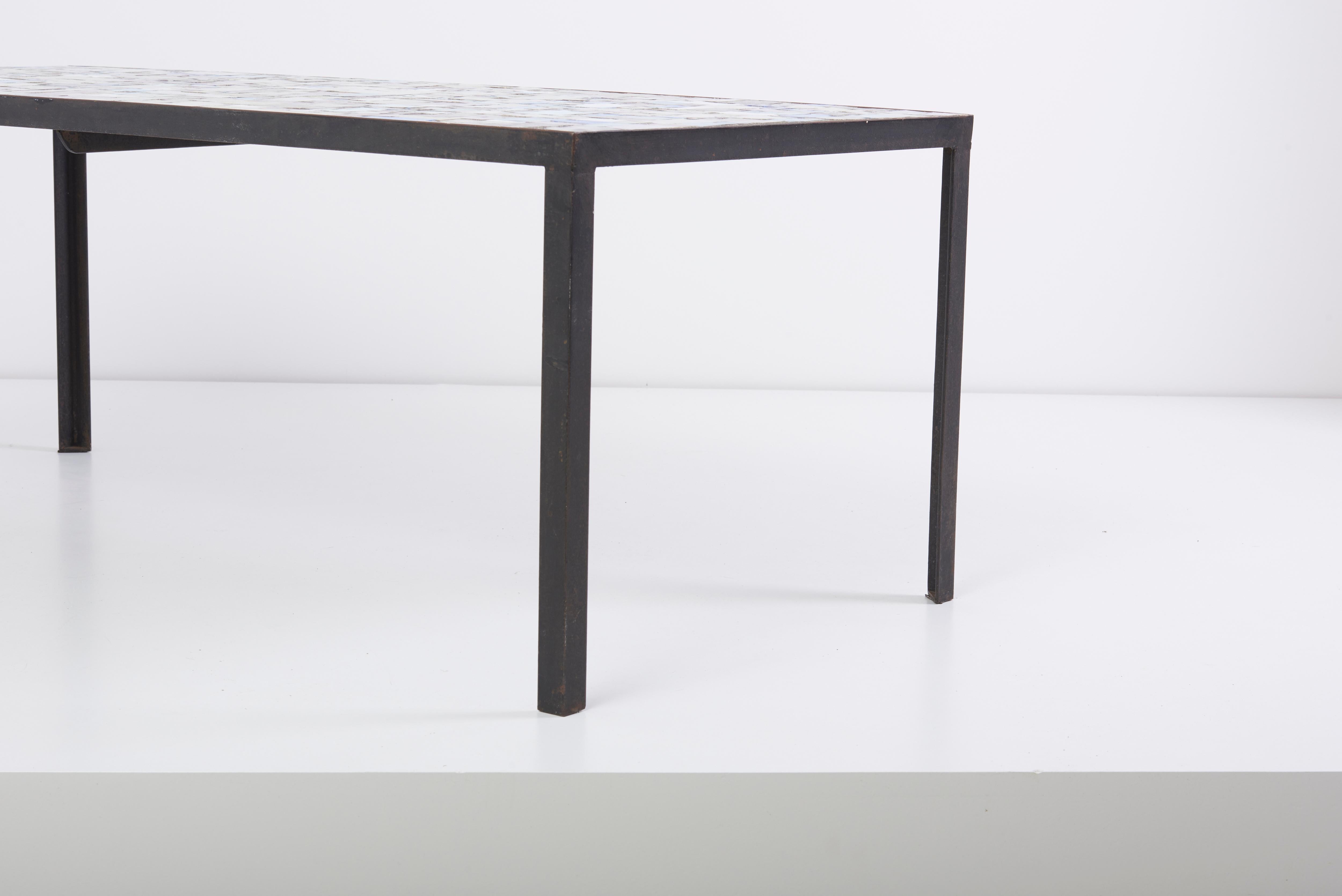 Mid-20th Century Rectangular Mosaic Coffee Table, Signed by WIRTH