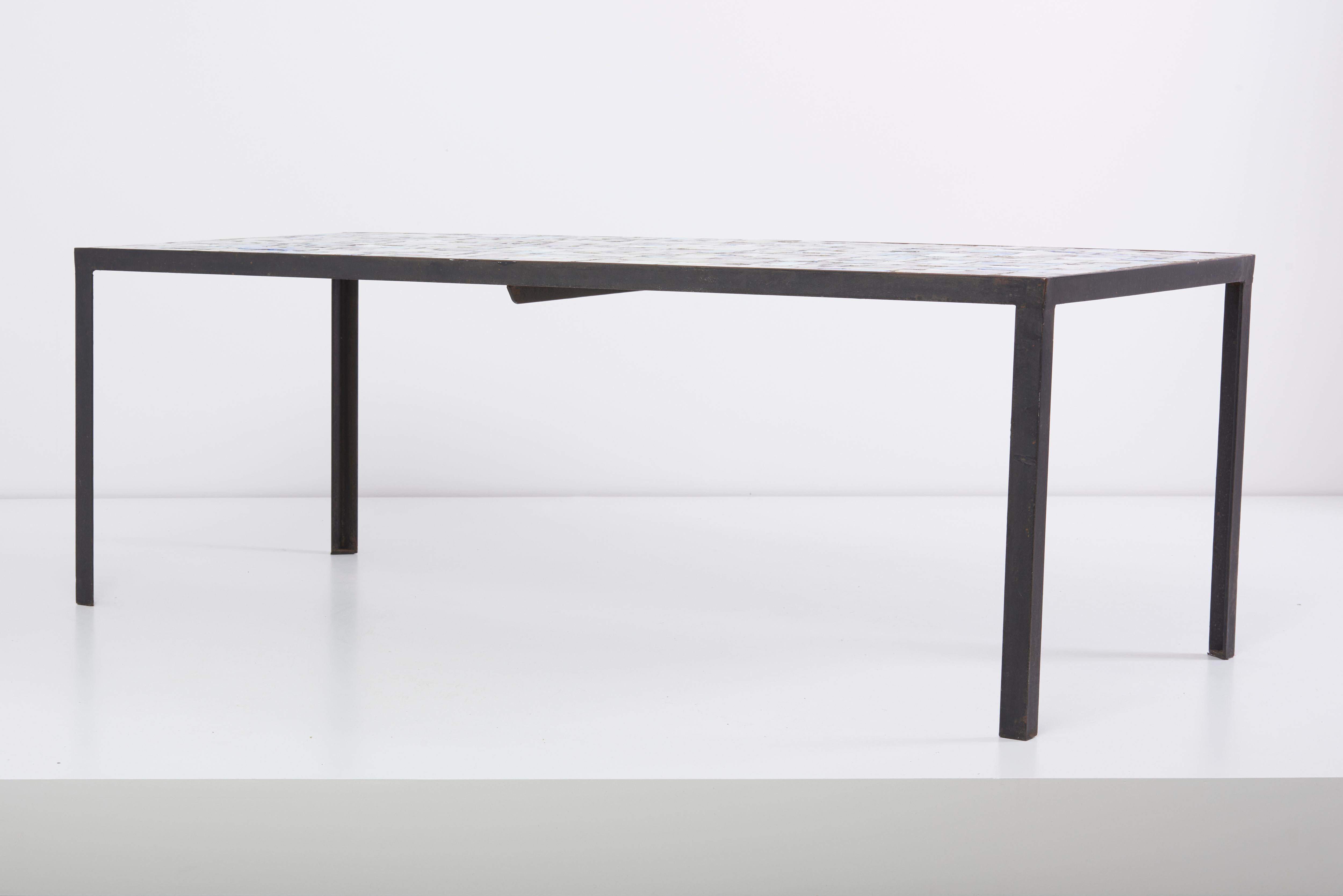 Metal Rectangular Mosaic Coffee Table, Signed by WIRTH