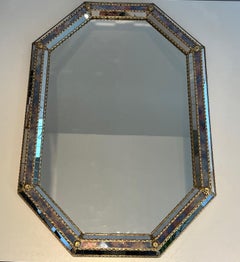 Rectangular Multi-Facets Mirror with Brass Garlands