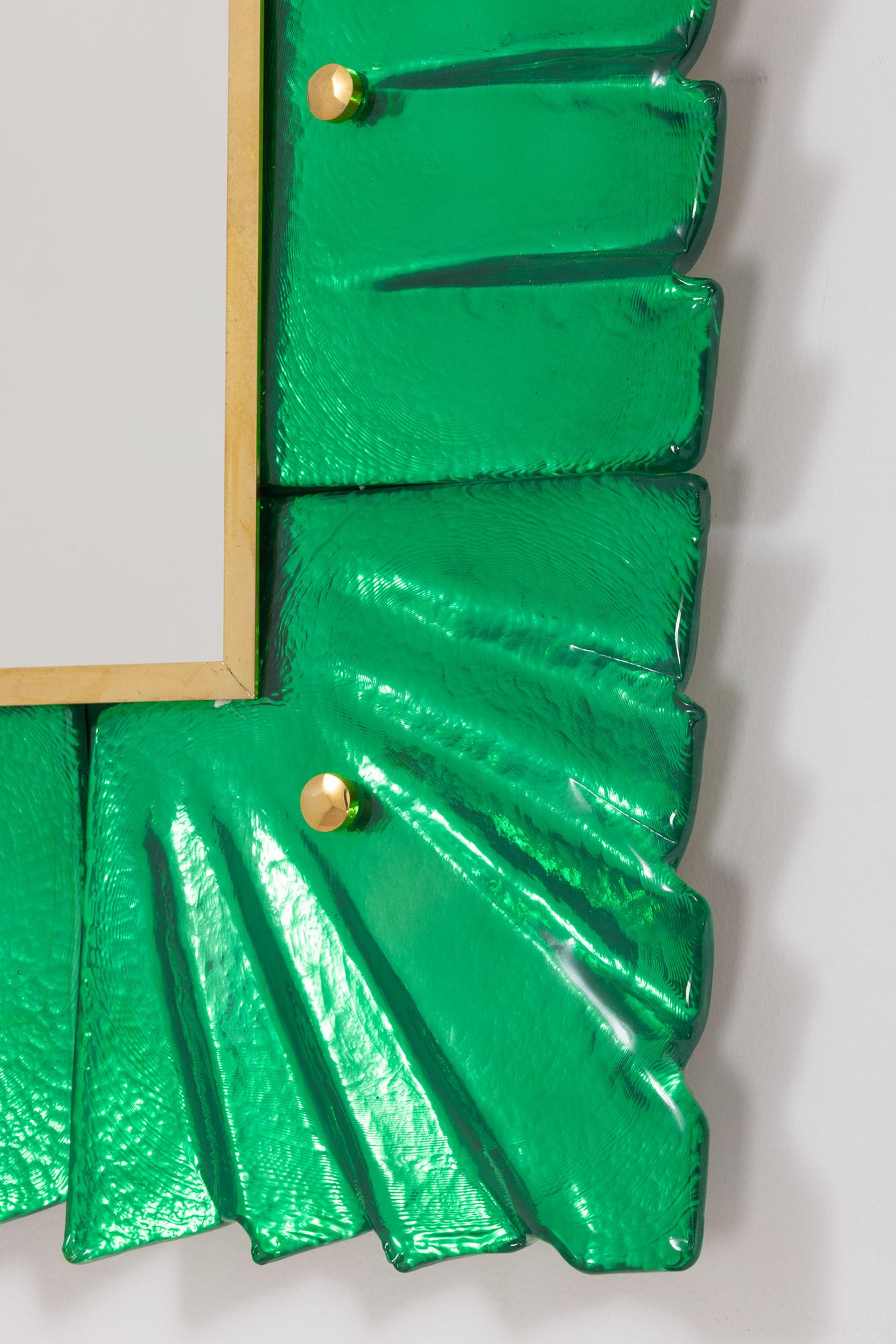 Miroirs rectangulaires encadrés en verre de Murano vert émeraude, en stock Neuf - En vente à Miami, FL