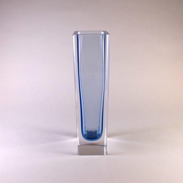Rectangular Murano Sommerso Glass Vase In Excellent Condition For Sale In London, GB