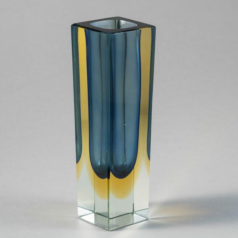 Rectangular Murano Sommerso Glass Vase In Good Condition For Sale In London, GB