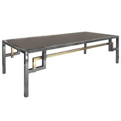 Rectangular Nickel and Brass Coffee Table with Intersecting Corner Detail