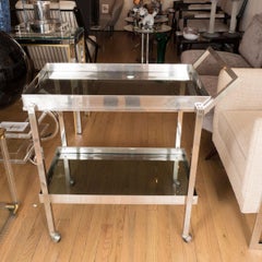 Rectangular nickel and glass bar cart