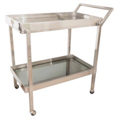 Rectangular nickel and glass bar cart