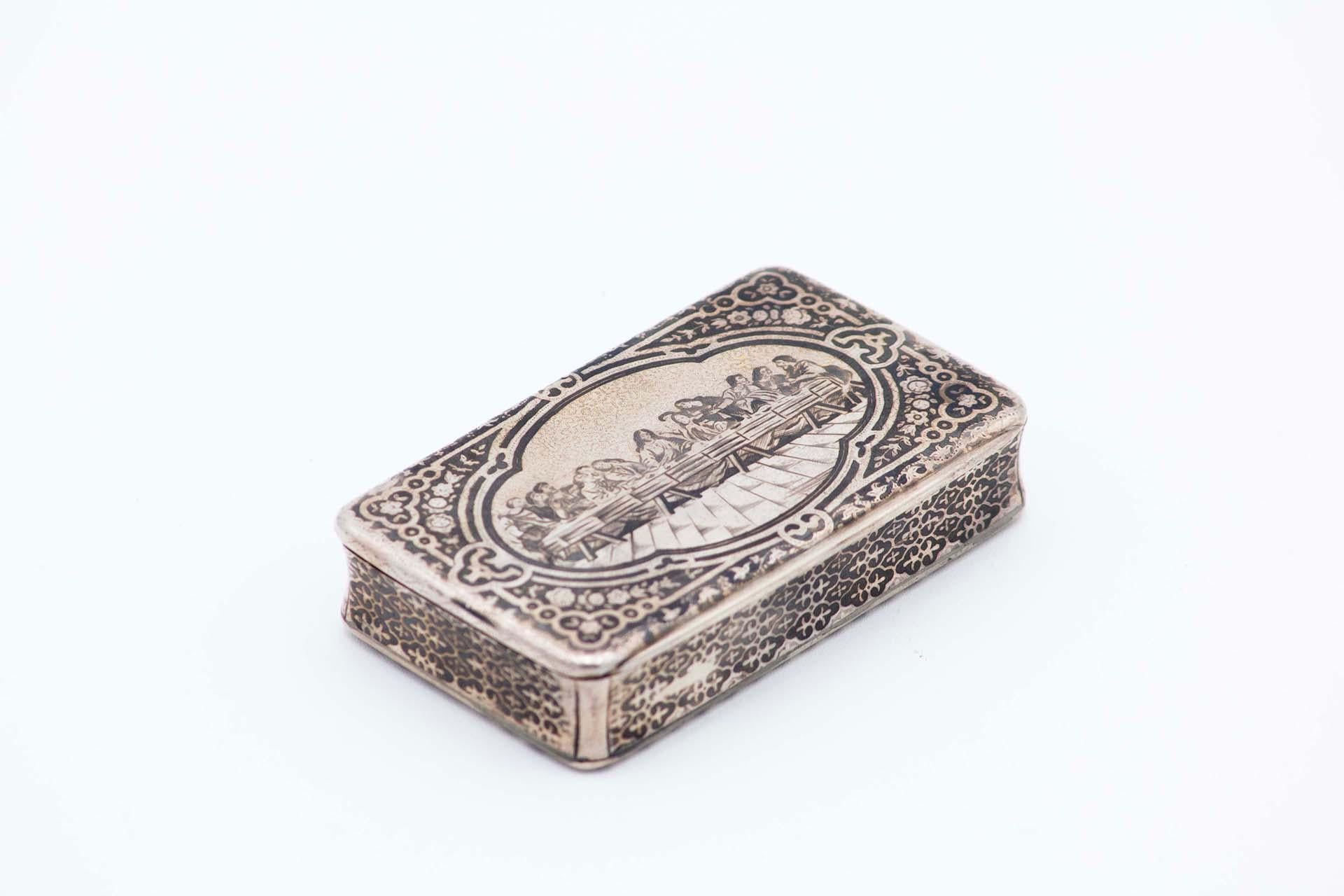 Rectangular nickel silver snuff box (Europäisch) im Angebot