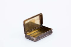 Tabatière rectangulaire en maillechort avec paysage africain illustré