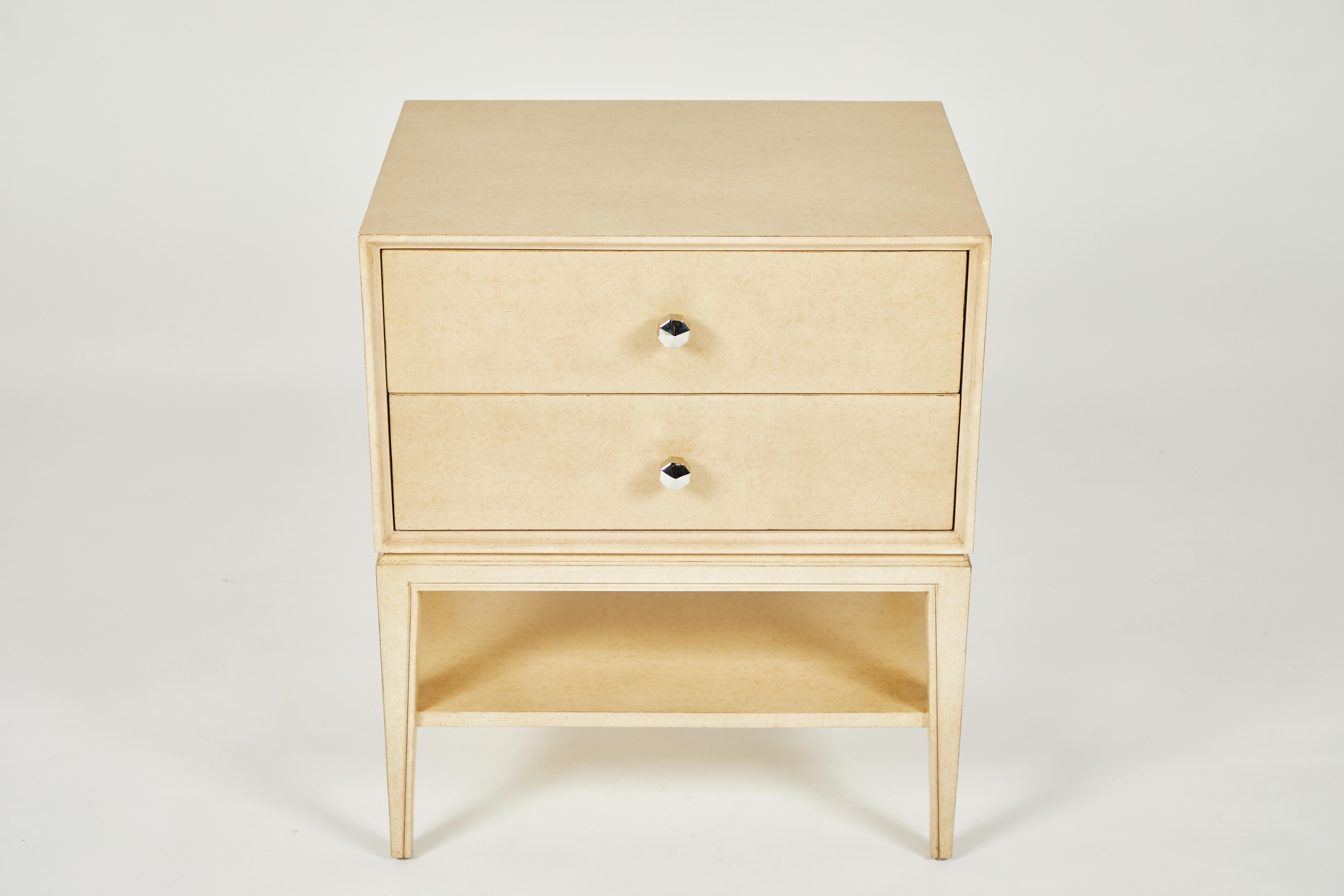 American Rectangular Nightstand with 2 Drawers and Open Shelf For Sale
