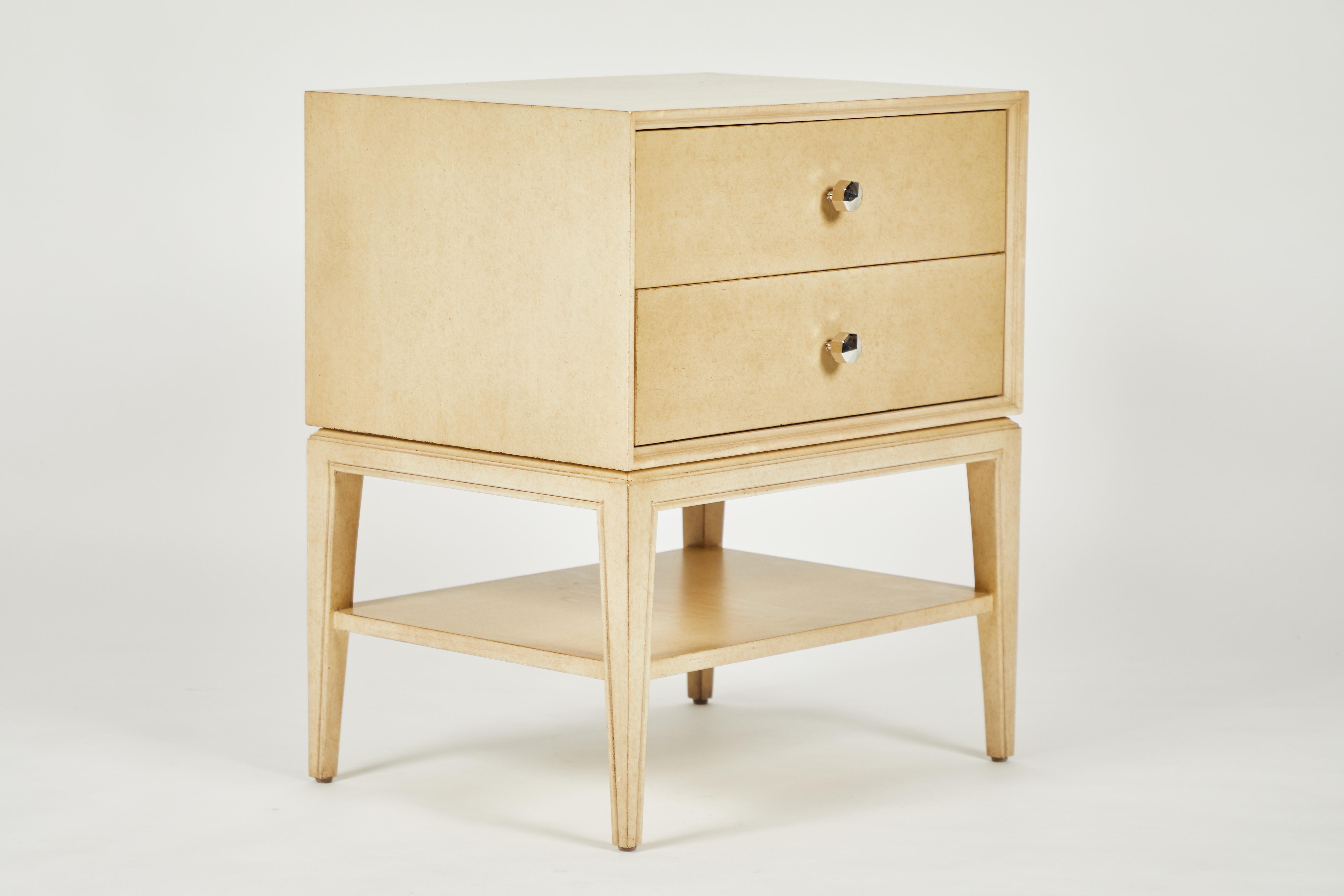 Rectangular Nightstand with 2 Drawers and Open Shelf In Good Condition For Sale In Los Angeles, CA