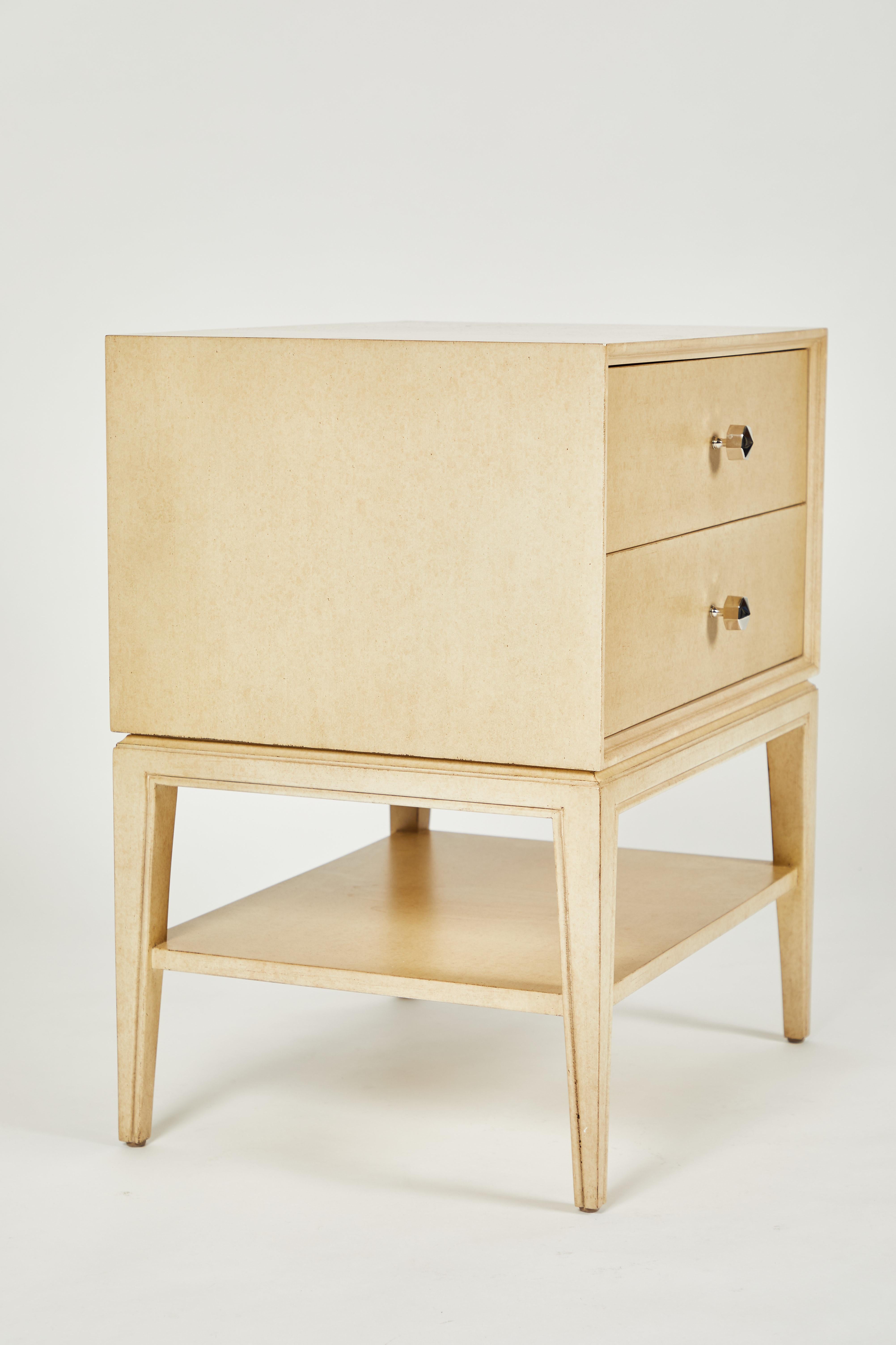 20th Century Rectangular Nightstand with 2 Drawers and Open Shelf For Sale