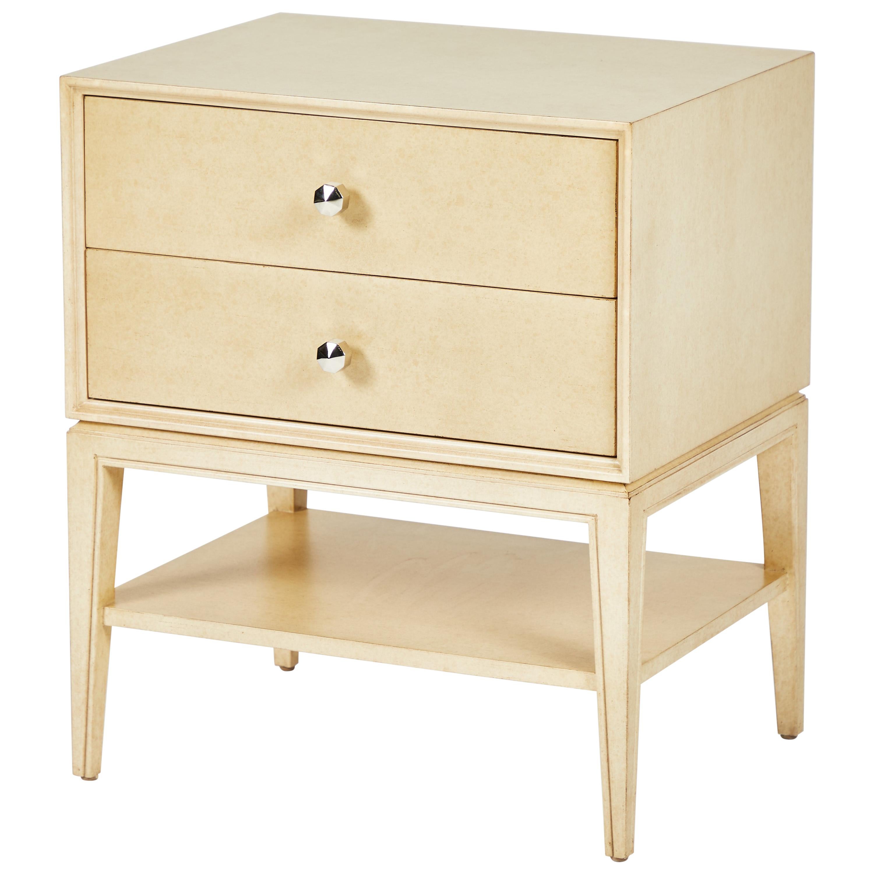 Rectangular Nightstand with 2 Drawers and Open Shelf For Sale