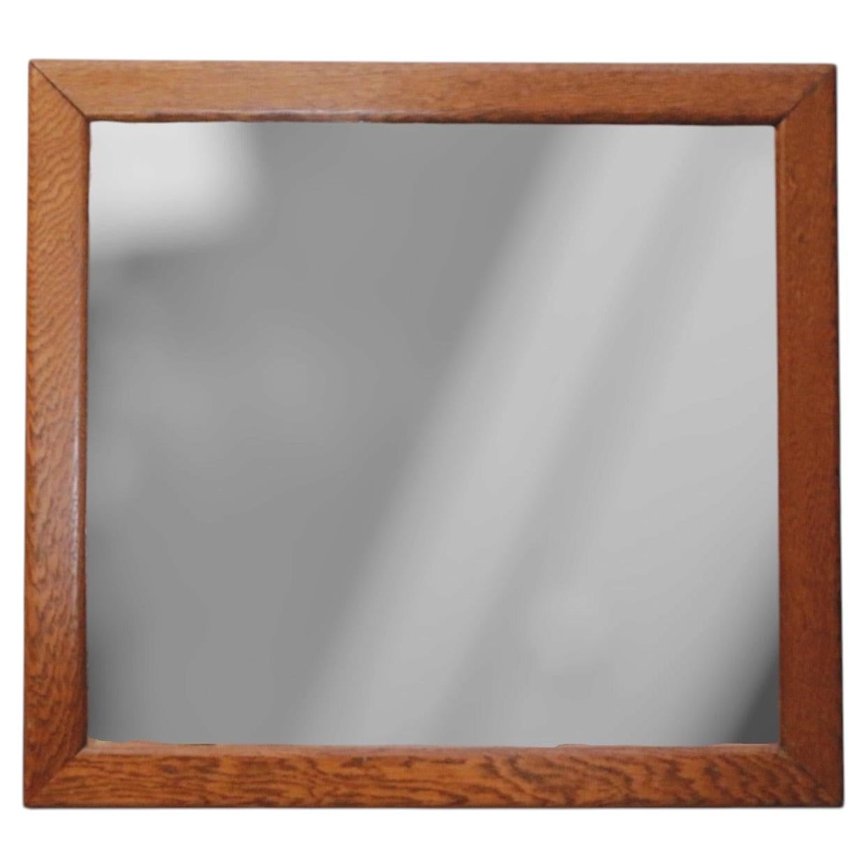 Rectangular Oak Wall Mirror For Sale