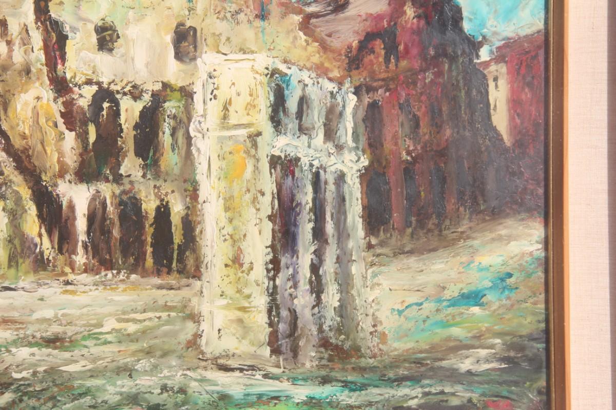 Rectangular oil painting on canvas Colosseum in Rome 1957 Italian design, remember Giovanni Stradone artist.