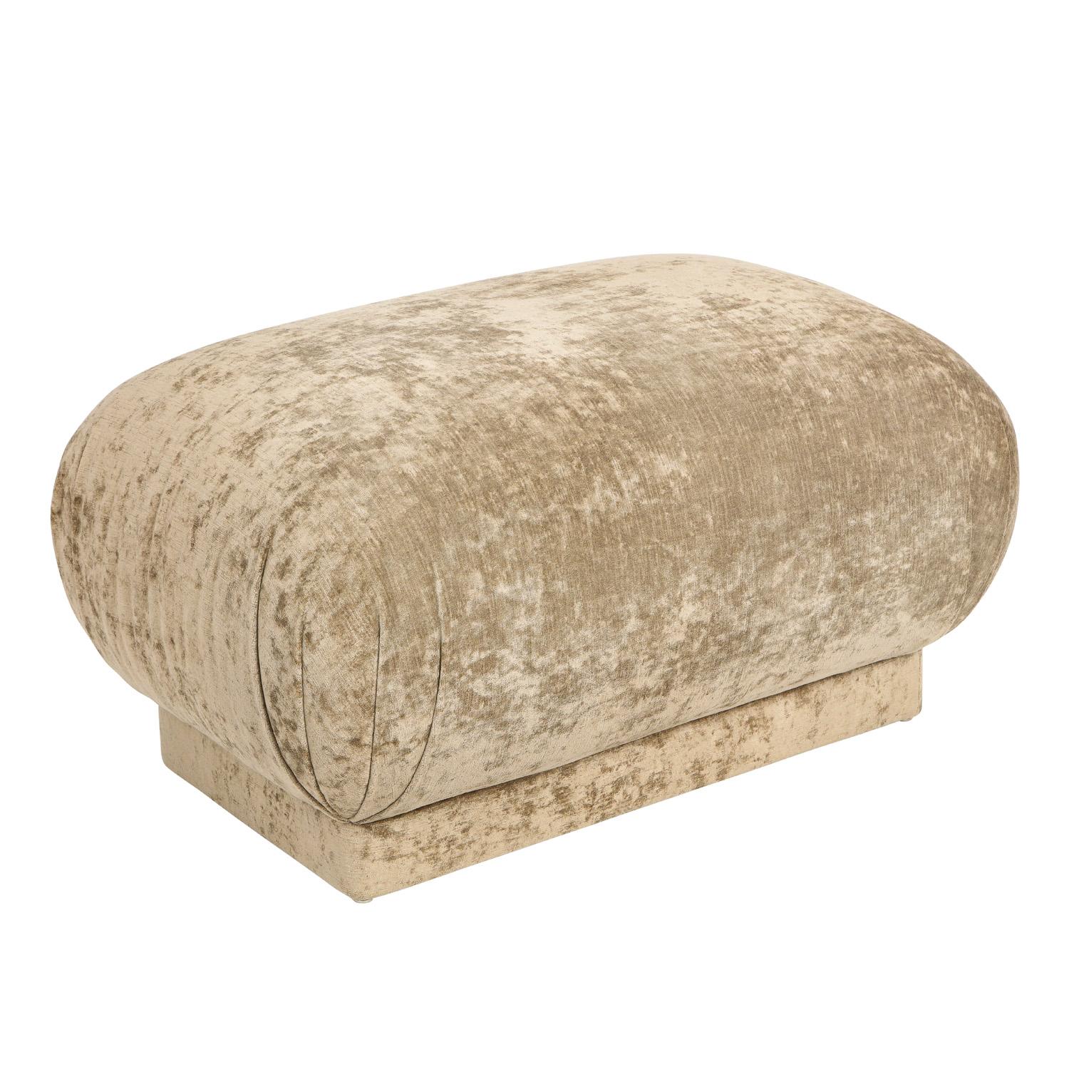 Mid-Century Modern Pouf rectangulaire en chenille beige, années 1970 en vente