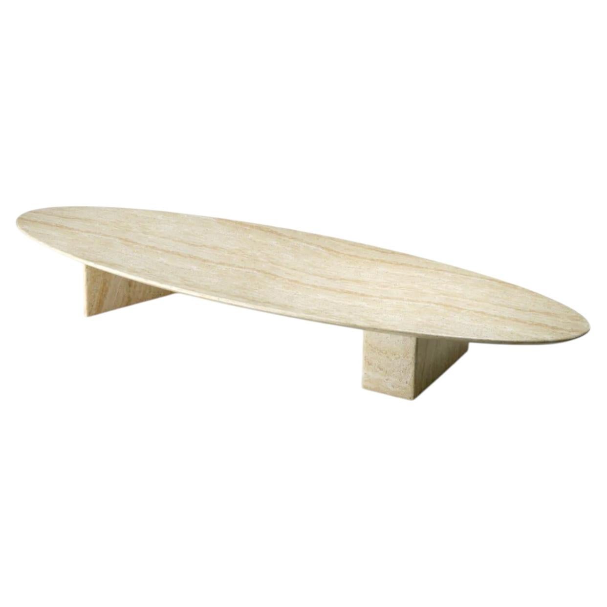 Rectangular Outdoor Coffee Table in Faux Travertine Finish