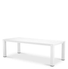 Rectangular Outdoor Dining Table with Matte White Finish