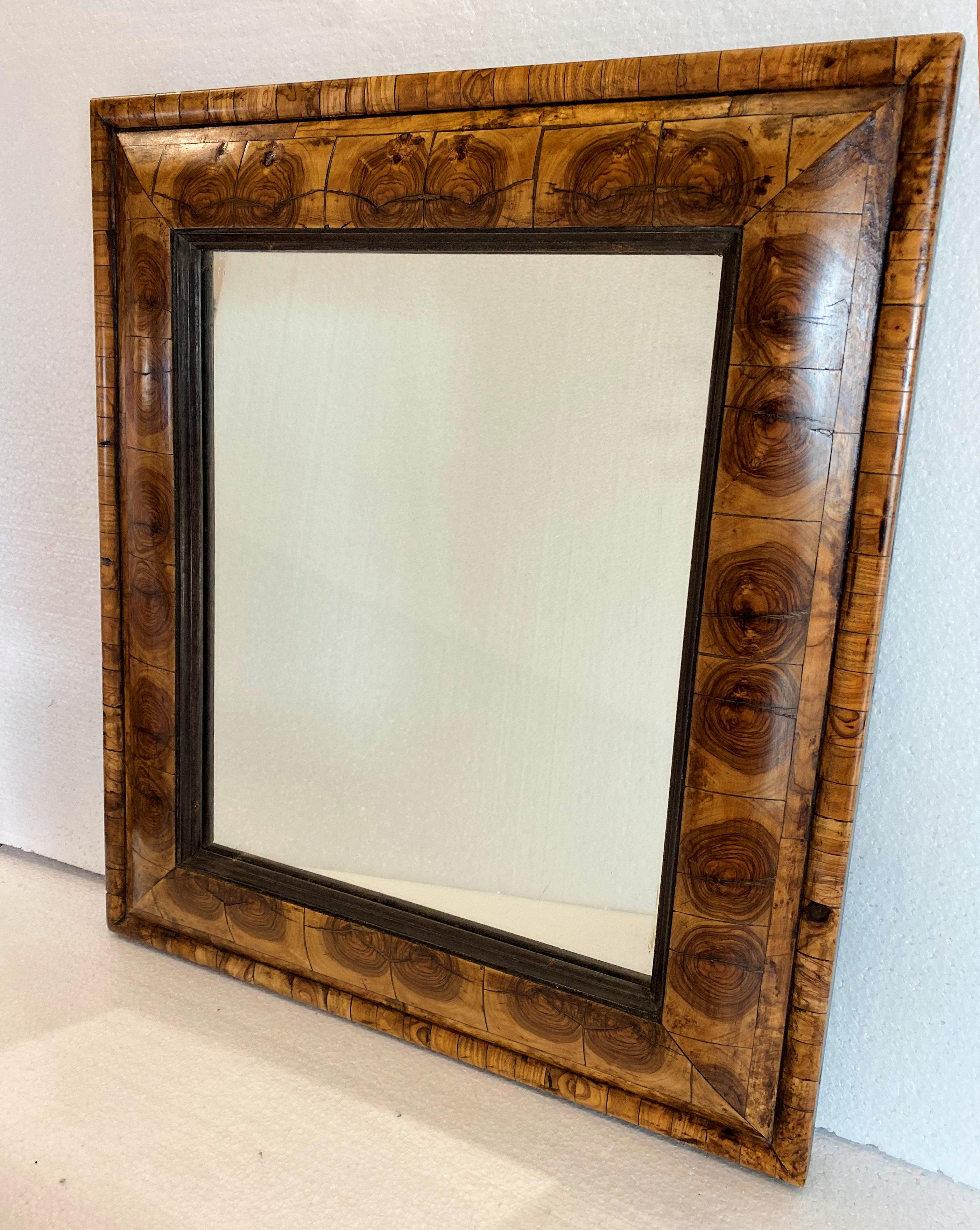 Rectangular Oyster Veneer Cushioned Mirror For Sale 5