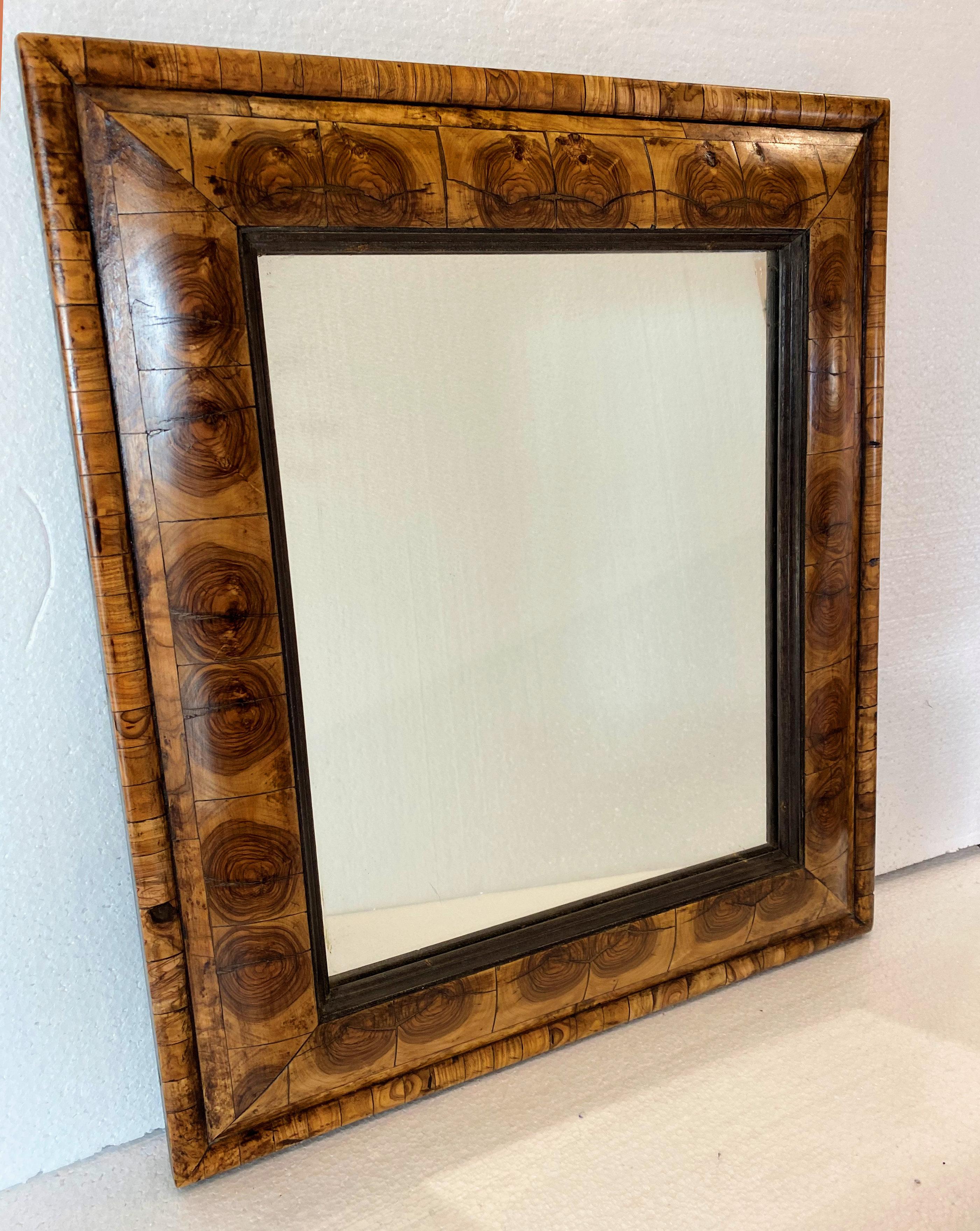 Rectangular Oyster Veneer Cushioned Mirror For Sale 2