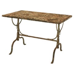 Antique Rectangular Painted Iron Tilt-Table