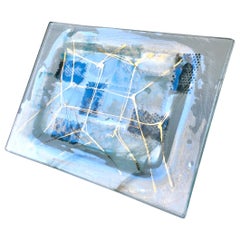 Rectangular Patchwork Fused Glass Plate by Higgins