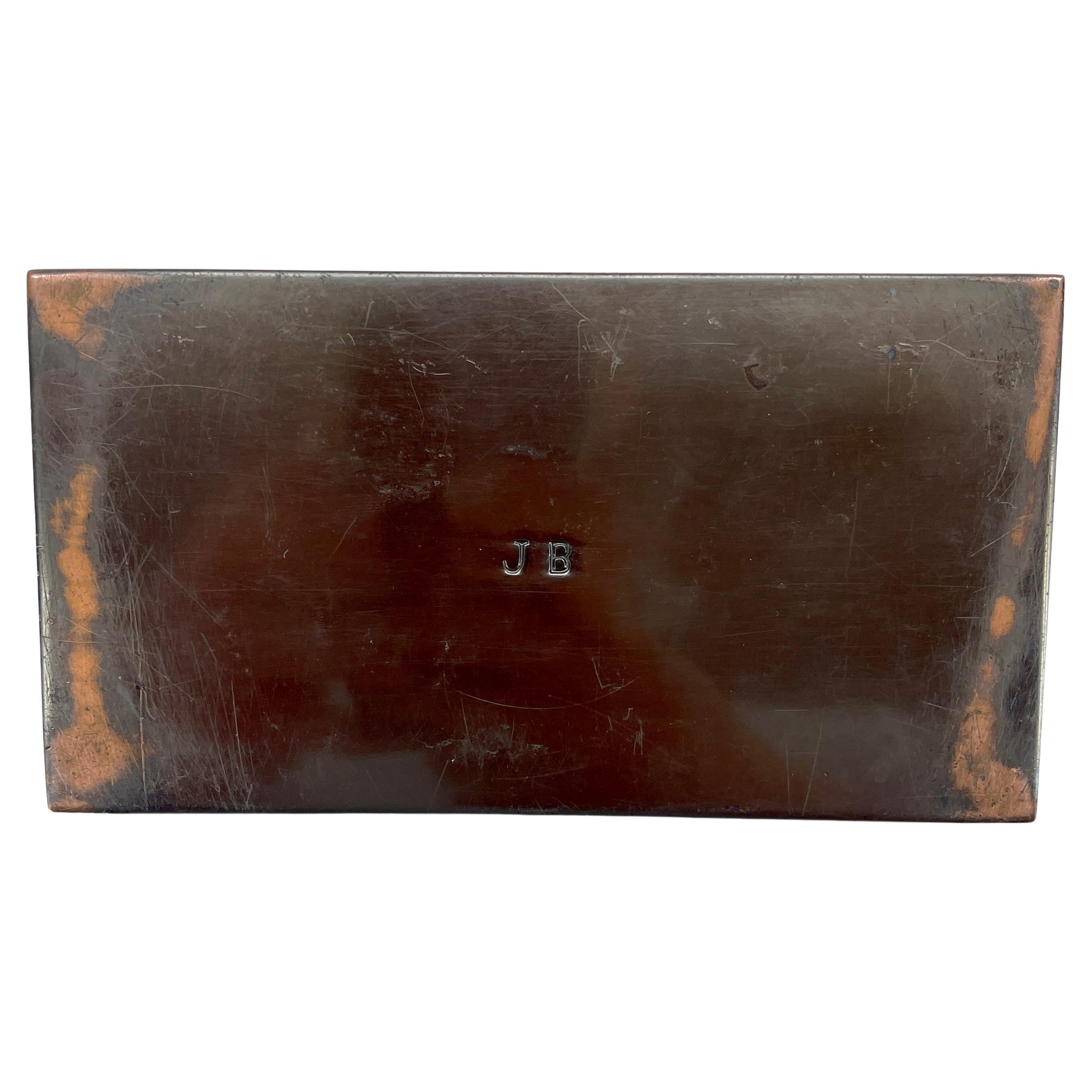 Rectangular Patinated Bronze Art Deco Golf Themed Box For Sale 3