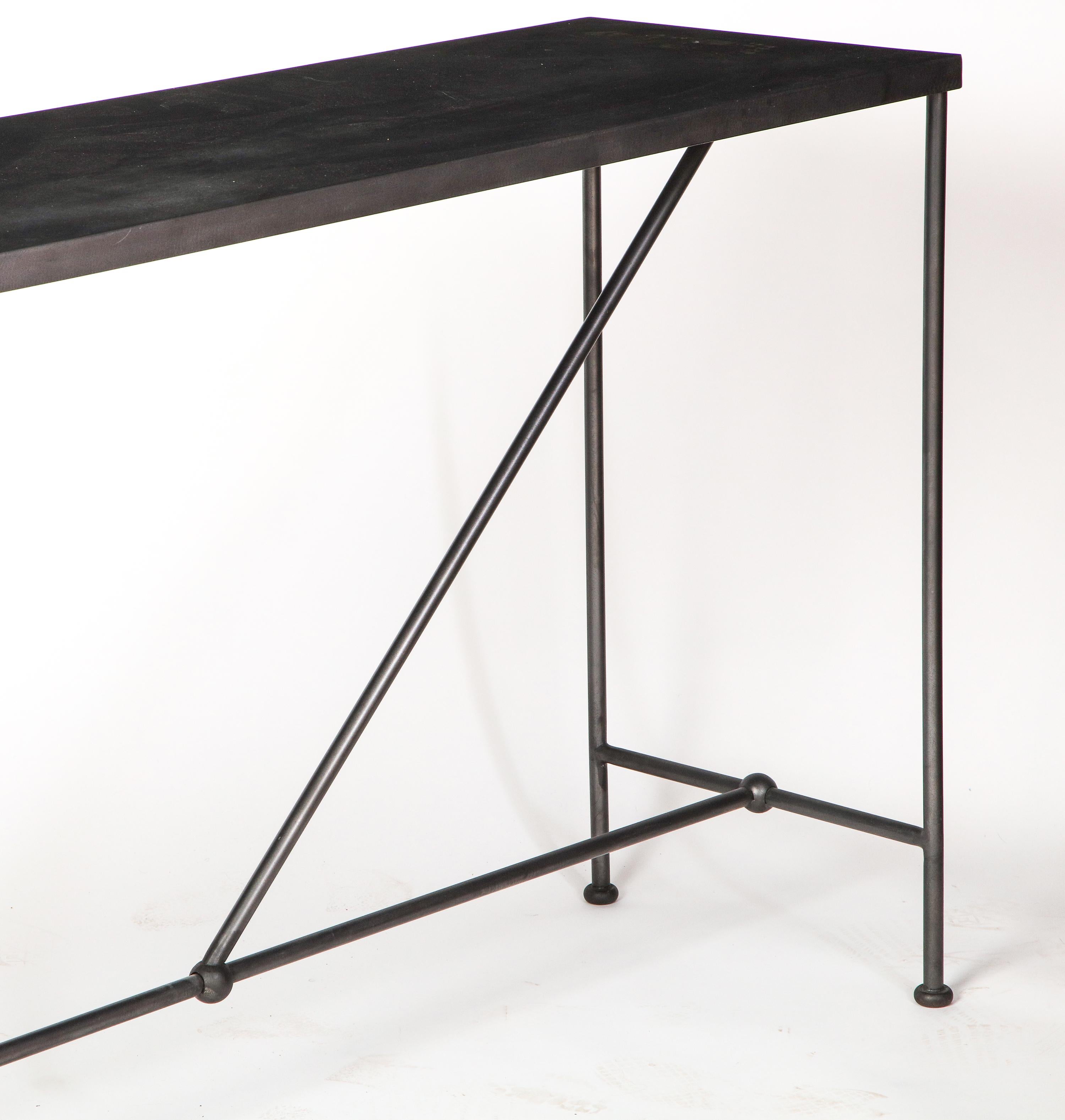 Rectangular Patinated Metal Side Table, Designed by Juan Montoya, Modern In Good Condition In New York, NY