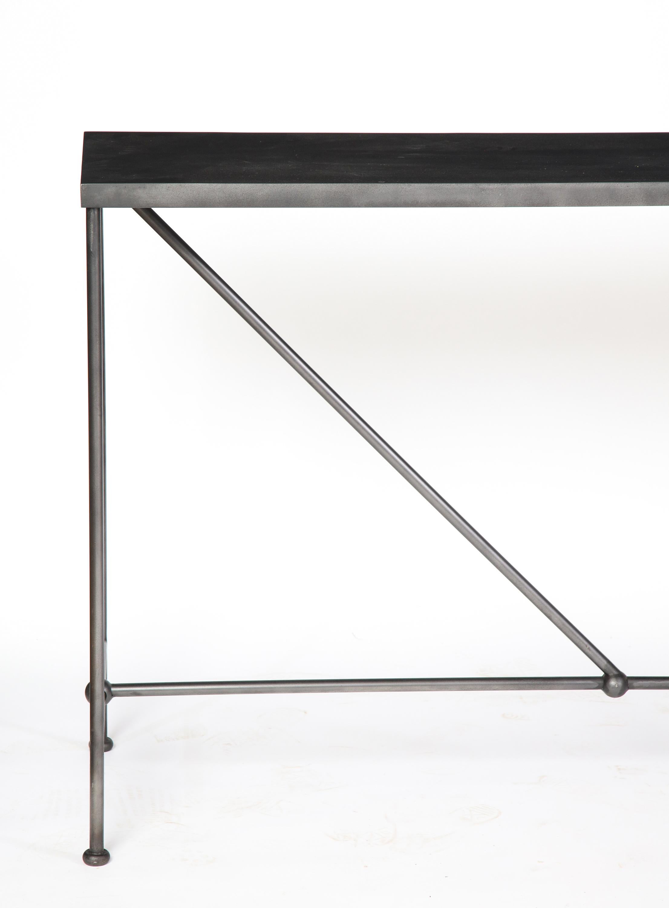 Rectangular Patinated Metal Side Table, Designed by Juan Montoya, Modern 1