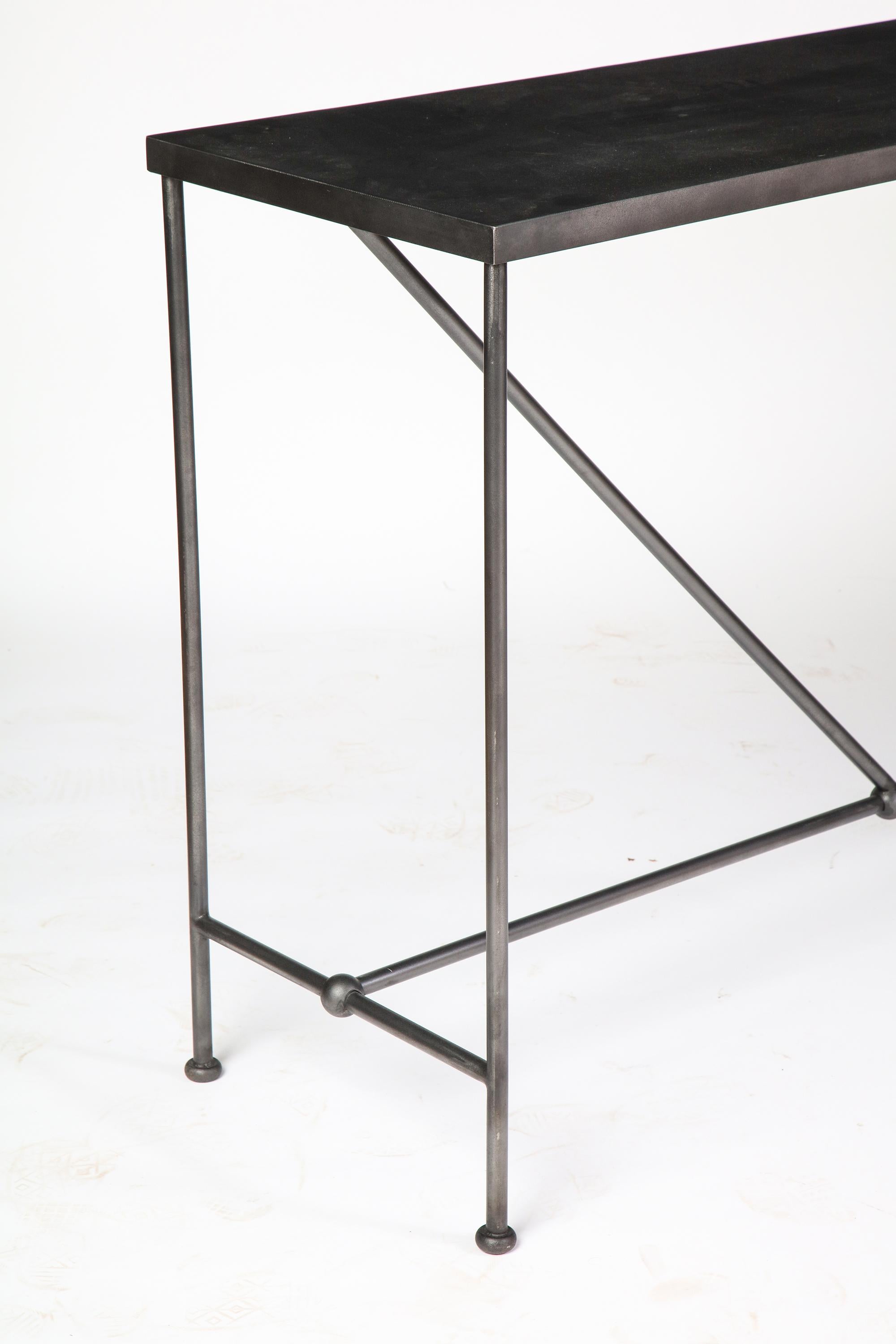 Rectangular Patinated Metal Side Table, Designed by Juan Montoya, Modern 6