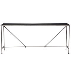 Rectangular Patinated Metal Side Table, Designed by Juan Montoya, Modern