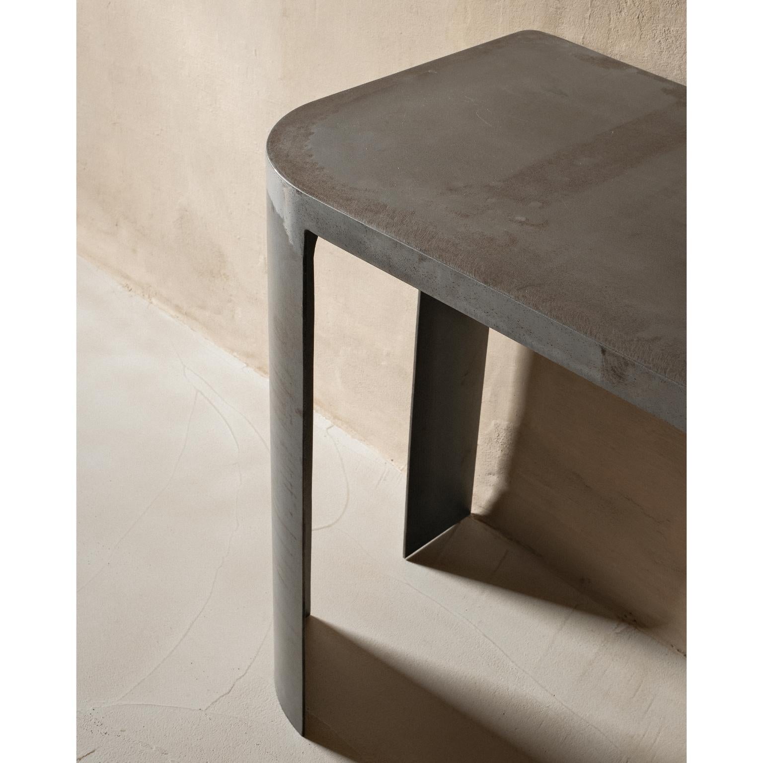 Rectangular Naturally Patinated Steel Contemporary Writing Desk by Dennis Kaiser In New Condition For Sale In Geneve, CH