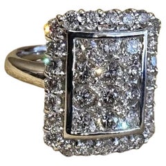 Rectangular Pave Diamond Ring 2.00 carat total weight in Platinum