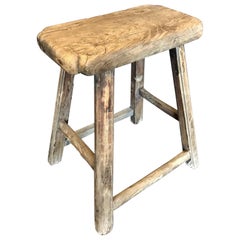Antique Rectangular Petite Elmwood Stool