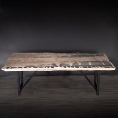 Tavolo da pranzo rettangolare in Wood pietrificato con base in metallo