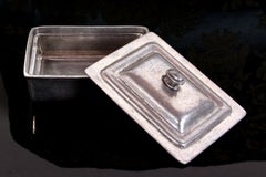 rectangular pewter butter dish or cheese box with (a new) glass insert 20th ct