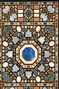 Rectangular "Pietra Dura" Tabletop, Marble and Hardstones, End 20th Century