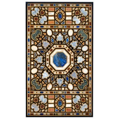 Rectangular "Pietra Dura" Tabletop, Marble and Hardstones, End 20th Century