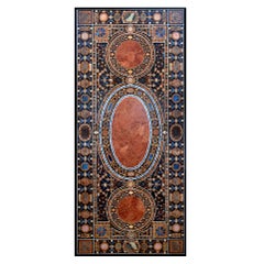 Table rectangulaire Pietra Dura Classical Mosaic 12-Seat Dining Plateau de table Lapis