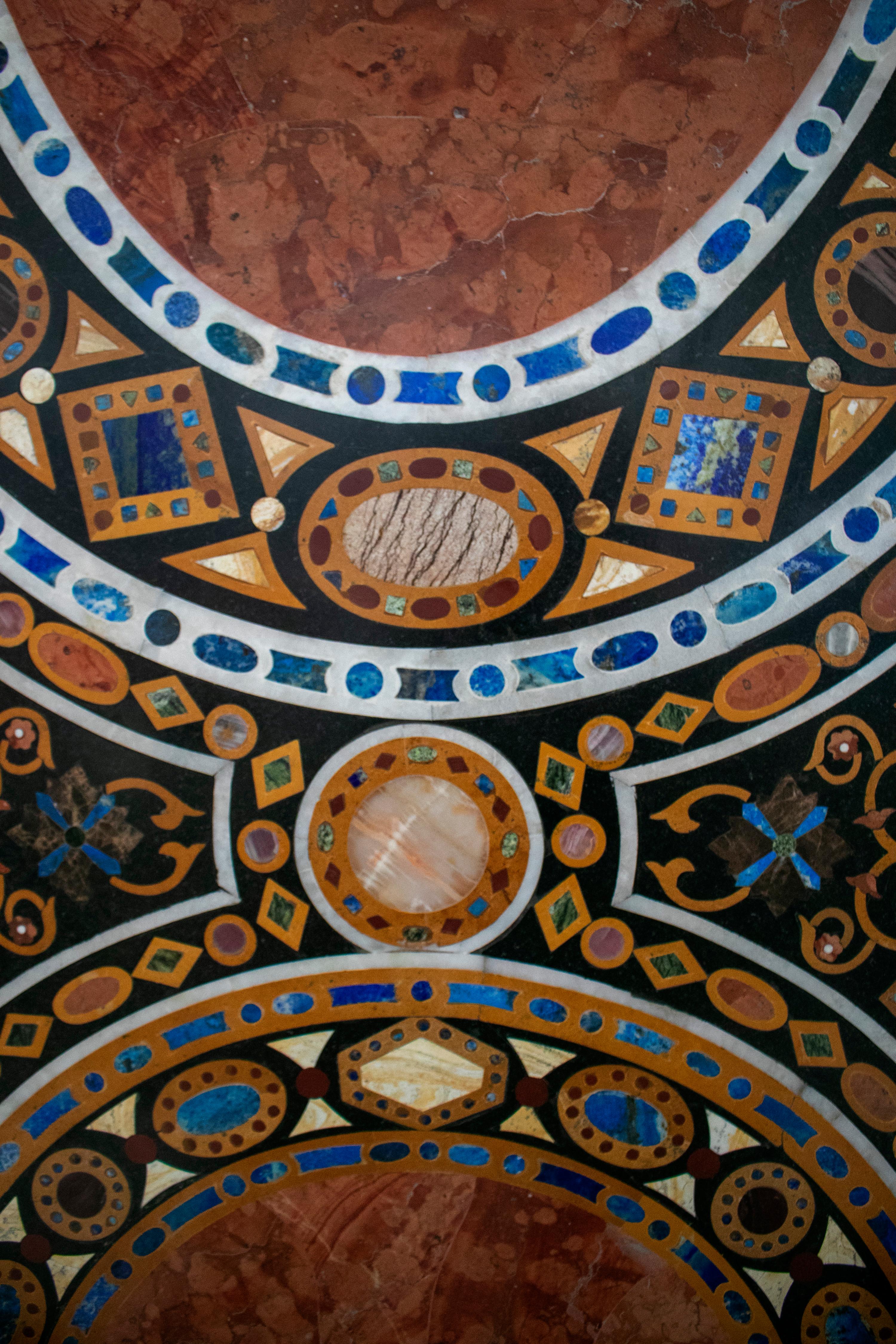 Rectangular Pietra Dura Classical Mosaic 12-Seat Dining Lapis Table Top For Sale 4