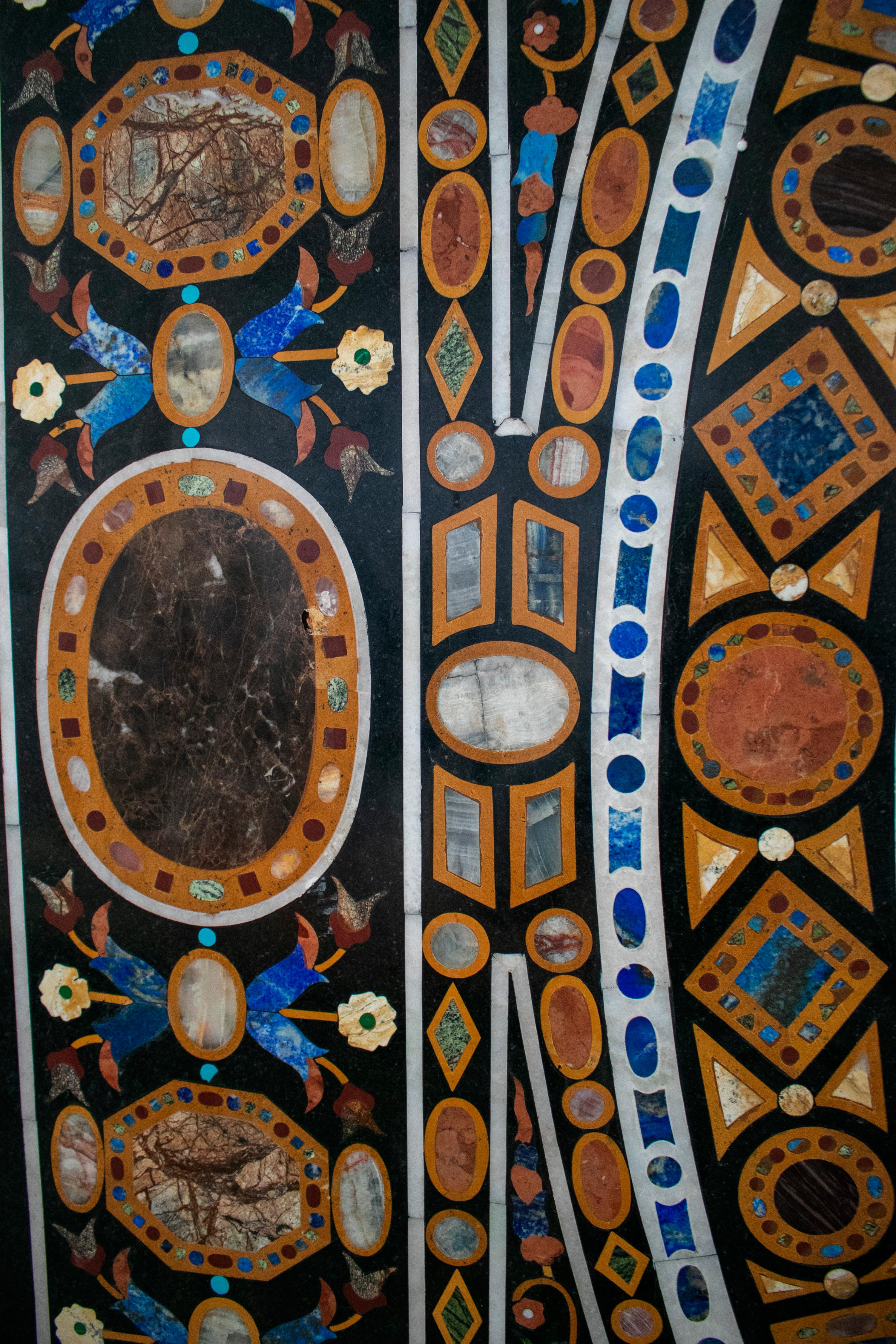 Mesa rectangular Pietra DURA Mosaico Clásico 12 plazas Comedor Lapislázuli en venta 1