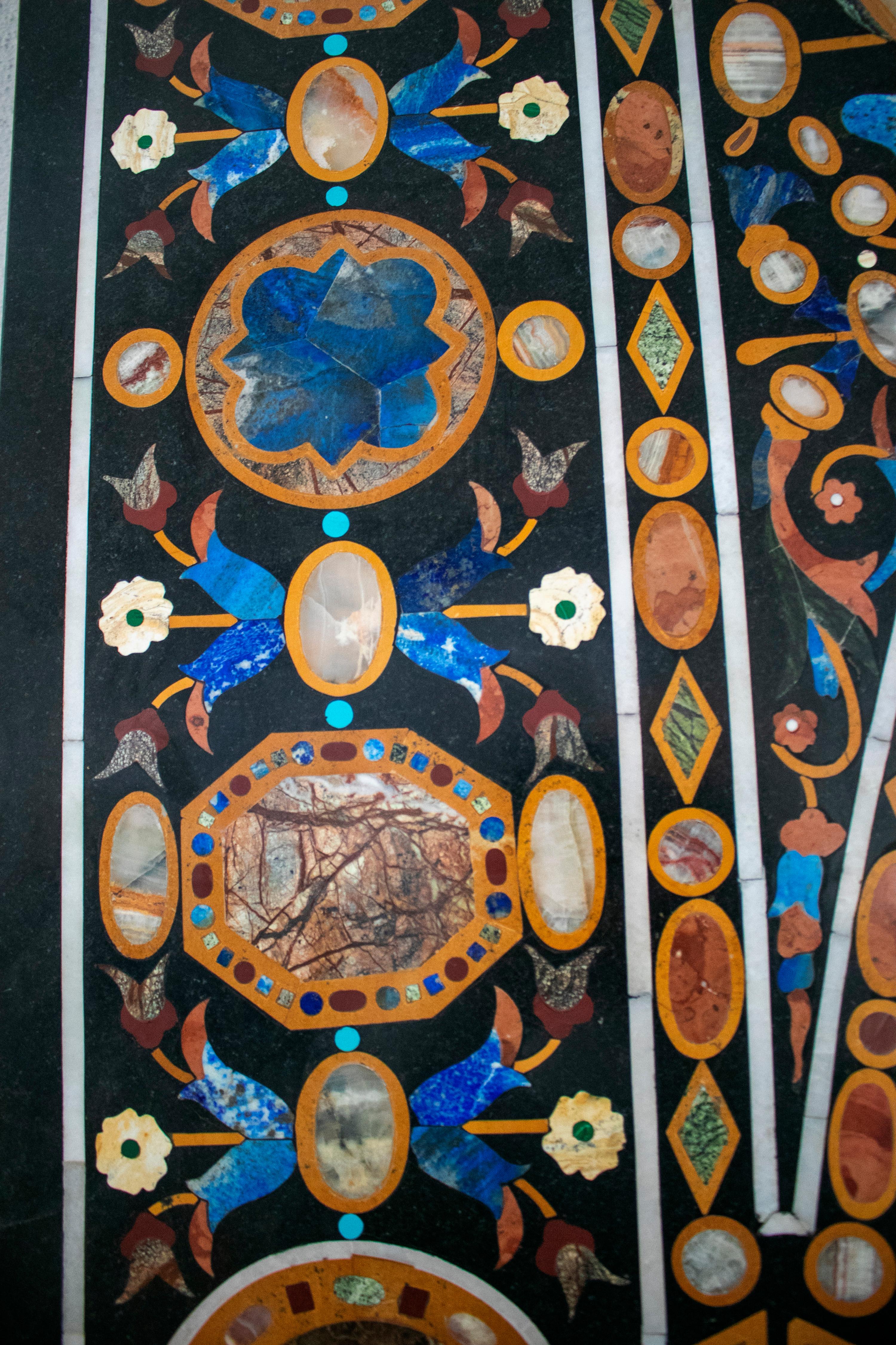 Mesa rectangular Pietra DURA Mosaico Clásico 12 plazas Comedor Lapislázuli en venta 2